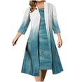 thumbnail image 1 of Puntoco Falda Larga De Manga Tres Cuartos Para Mujer, Tirantes Festivos Estampados, Falda Con Vuelo Grande De Estilo Bohemio, Conjunto Verdadero De Dos Piezas, Azul Cielo Xxxxl, 1 of 3