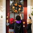 thumbnail image 4 of Festisoul Halloween Wreath with Light for Front Door, 18'' Artificial Pumpkins and Maple Leaves Wreath Decoration for Wall Window Fireplace, 4 of 7