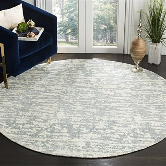 SAFAVIEH Marbella Calla Geometric Area Rug, Blue/Ivory, 6' x 6' Round