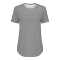 thumbnail image 4 of Duoif Shirts for Women, Women's T Shirt Short Sleeve Formal Casual Shirt Summer Clothing Flowing Creases Front Round Neck Summer Tops Dark Gray XXXL, 4 of 5