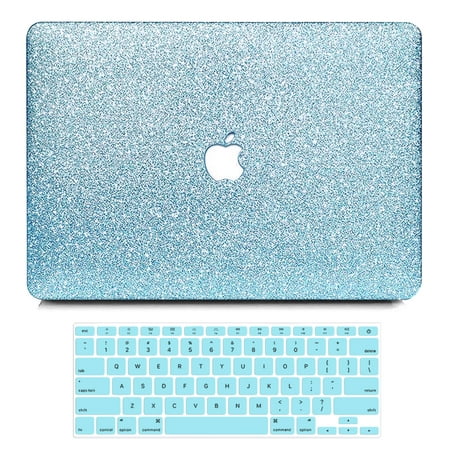 Compatible with MacBook Air 13 inch Case A1466 A1369 Release 2010 - 2017, Sparkly Bling Smooth Slim PU Leather Protective Laptop Shell Cover with Keyboard Cover Compatible with Mac Air 13, Loyal Blue