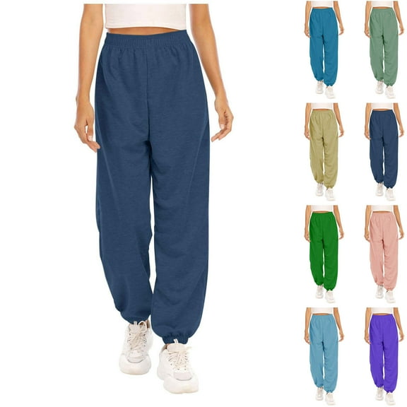 ZZwxWA Baggy Cinch Bottom Sweatpants for Women 2025 Athletic Casual High Elastic Waisted Joggers Pants with Pockets Solid Color Sweat Workout