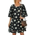 thumbnail image 4 of Women's Summer Short Dress Crewneck Casual Work Dresses Daisy Print Size XL, 4 of 8