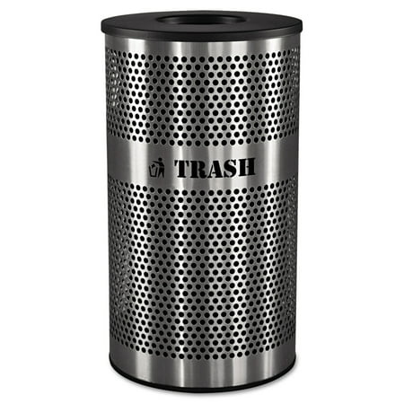 Outdoor Trash Receptacle - Ex-Cell Stainless Steel Trash Receptacle, 33gal, Stainless Steel
