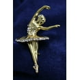 thumbnail image 2 of Gold-tone and Rhinestone Ballerina Pin Brooch, Dance Ballet Ballerina Pin Brooch Jewelry, 2 of 10