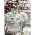 thumbnail image 5 of Outdoor Tablecloths with Umbrella Hole & Zipper, Green Eucalyptus Leaves Round Tablecloths 60 Inch, Daisy Summer Botanical Farmhouse Waterproof Table Cloth, Patio/Pool/Picnic Table Covers, 5 of 8
