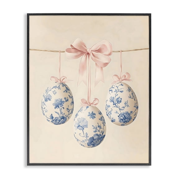 Stupell Industries Shabby Chic Blue Floral Coquette Easter Eggs Black Framed Giclee Art, 11 x 14, by Arlington Prints