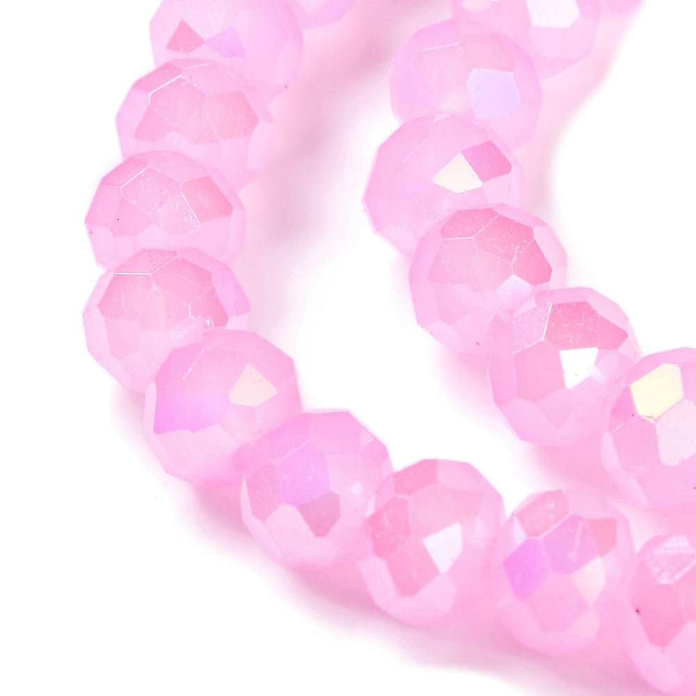 20Strand Baking Electroplate Glass Beads Strands AB Color Faceted Round Pearl Pink 6x5mm Hole: 1mm about 83~84pcs/strand 16.14''(41~41.5cm)