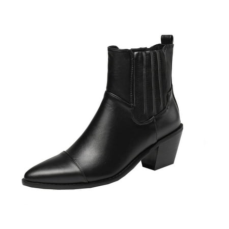 

Fall Savings Clearance Deals 2022! Juebong Plus Size Ladies Autumn And Winter Boots Pointed Toe Thick High-heeled Boots