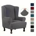 thumbnail image 2 of AIGIA Wingback Chair Covers Velvet Plush Wing Chair Slipcover 1 Piece Wing Back Chair Slipcovers Sofa Cover with Elastic Bottom, 2 of 6