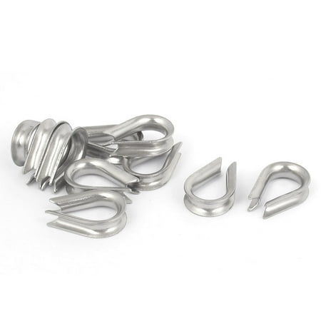 

304 Stainless Steel 3mm 1/8 Wire Rope Cable Thimbles Silver Tone 10pcs