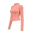 thumbnail image 5 of Dwellite Womens Cropped Workout Jackets Full Zip Up Slim Fit Lightweight Athletic Quick Dry Tops with Thumb Holes Watermelon Red XL, 5 of 6
