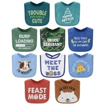 The Peanutshell Oh Boy! Terry Baby Bib 10 Pack Set, Feeding, Teething, Drooling
