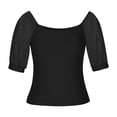 thumbnail image 3 of Timegard Going out Tops for Women Scoop Neck Mesh Puff 1/2 Sleeve Ribbed Tee Comfy Tops Summer Fashion, 3 of 4
