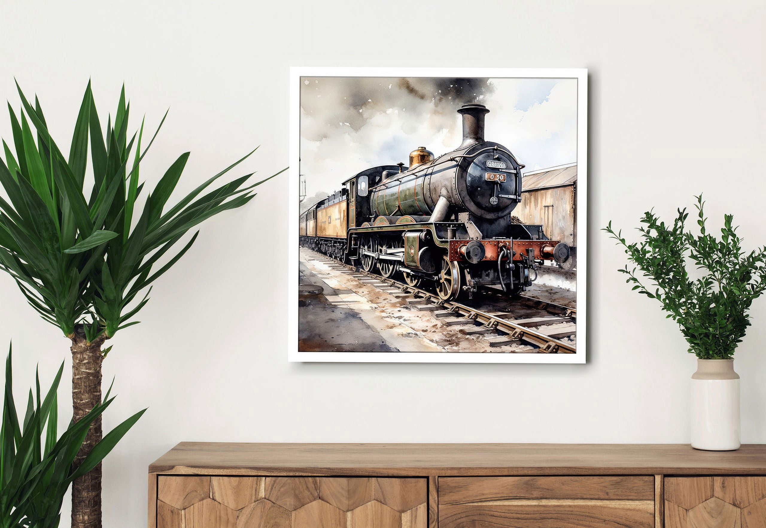 Vintage Train -12x12" Framed HD Wall Picture