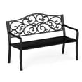 thumbnail image 2 of Costway 50" Porch Bench with Ergonomic Backrest & Armrests Floral Patterns Curved, 2 of 10