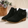 thumbnail image 5 of Modisza Women's Ankle Boots Chunky Low Heeled Short Booties Buckle Side Zipper Suede Dress Western Fall Work Shoes Black 8, 5 of 8