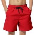 thumbnail image 6 of Boys Athletic Shorts Red, Quick Dry Elastic Waist with Drawstring, Solid Color Casual Lounge Shorts with Pockets for Kids 8-14,Size 10-11T, 6 of 9