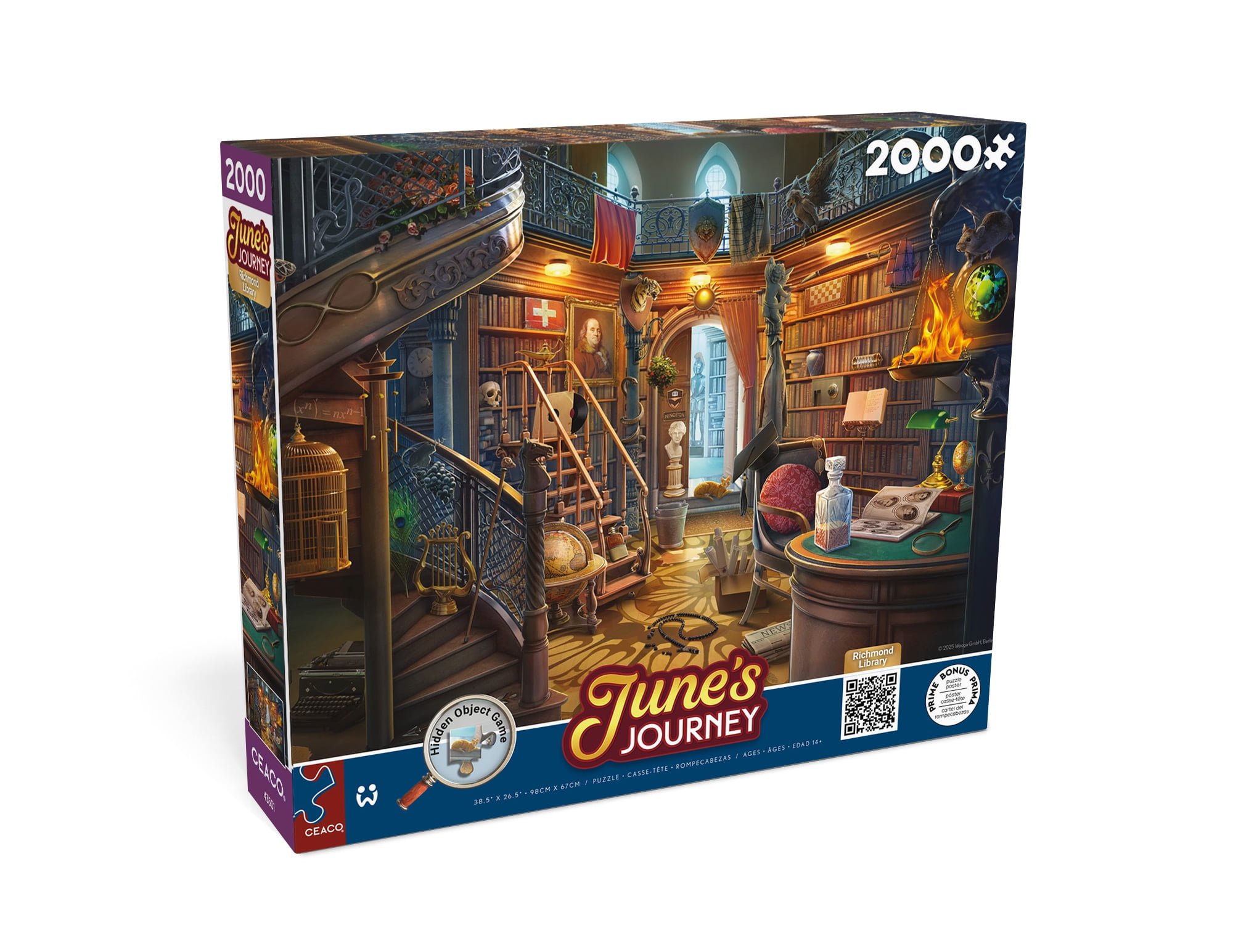 Ceaco June's Journey The Library 2000-Piece Interlocking Jigsaw Puzzle for Children Ages 14+