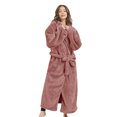 thumbnail image 4 of Women’s Long Fuzzy Hoodie Robe and Short Plush Hooded Bathrobe, Cozy and Warm Dusty Pink One Size, 4 of 7