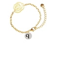 thumbnail image 2 of Delight Jewelry Silvertone Disc 1/2'' Initial - q - Gold-tone Flower Link Chain Bracelet, 6.75"+2" Extender, 2 of 4