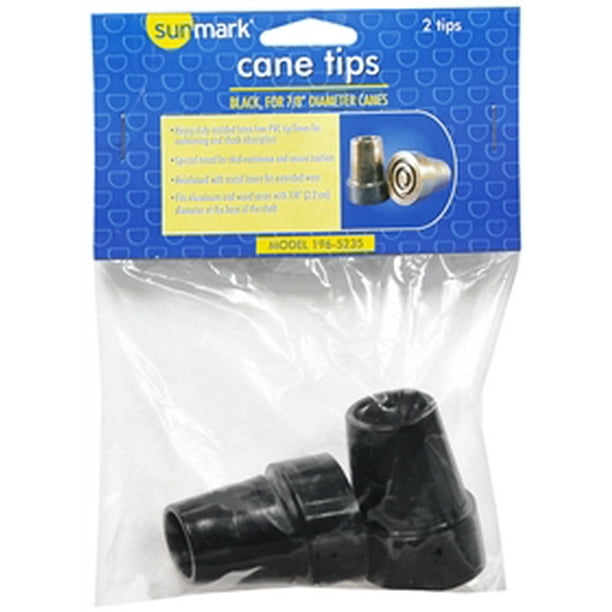 Sunmark Cane Tips Black For 7/8 Inch Diameter Canes 2 tips Walmart