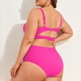 thumbnail image 5 of Zando PLus Size Bikini Sets for Women Tummy Control High Waisted Women's Bankini Swimsuits 2 Pieces Swimsuits for Big Busted Women with Ruched Hot Pink 2XL, 5 of 8