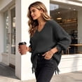 thumbnail image 5 of Fewfanhot Sweaters for Women Oversized Long Sleeve V Neck Ripped Cozy Warm Knitted Winter Pullover Sweaters, 5 of 8