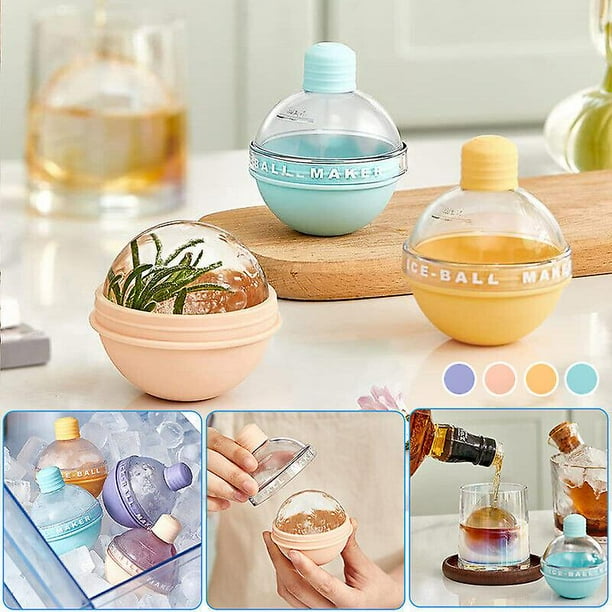 4 moldes para helado, moldes para bolas de hielo, moldes para whisky, bandejas de silicona para cubitos de hielo en diferentes colores.