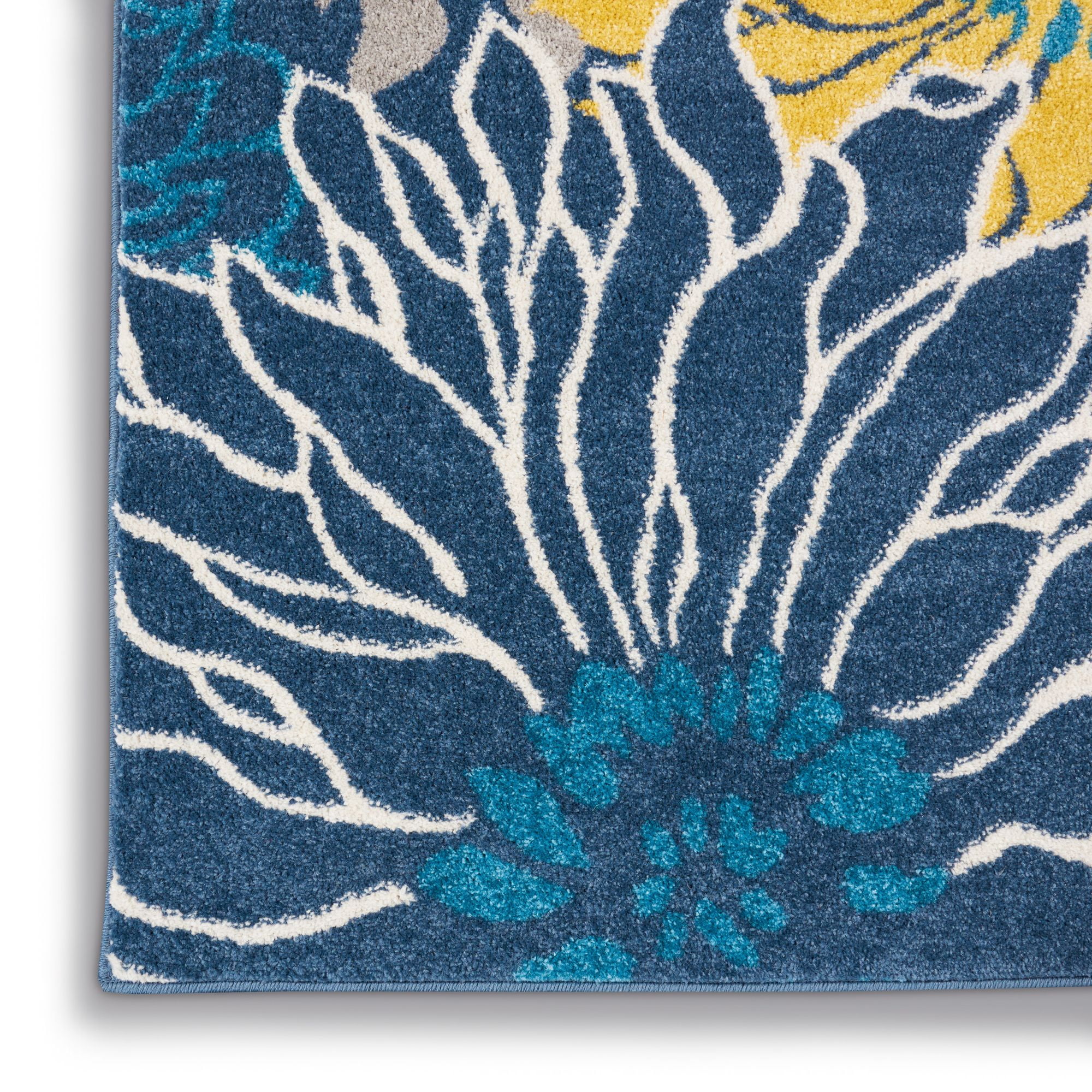 Nourison Passion Floral Blue 2'2" x 10' Area Rug, (2x10)