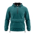thumbnail image 3 of YOIAVAIOY Mens Quarter Zip Fleece Hoodie Heavy Warm Pullover Hoodies Adjustable Drawstring Sweatshirt Fall Winter Outdoor Athletic Sweatshirt Green S, 3 of 10