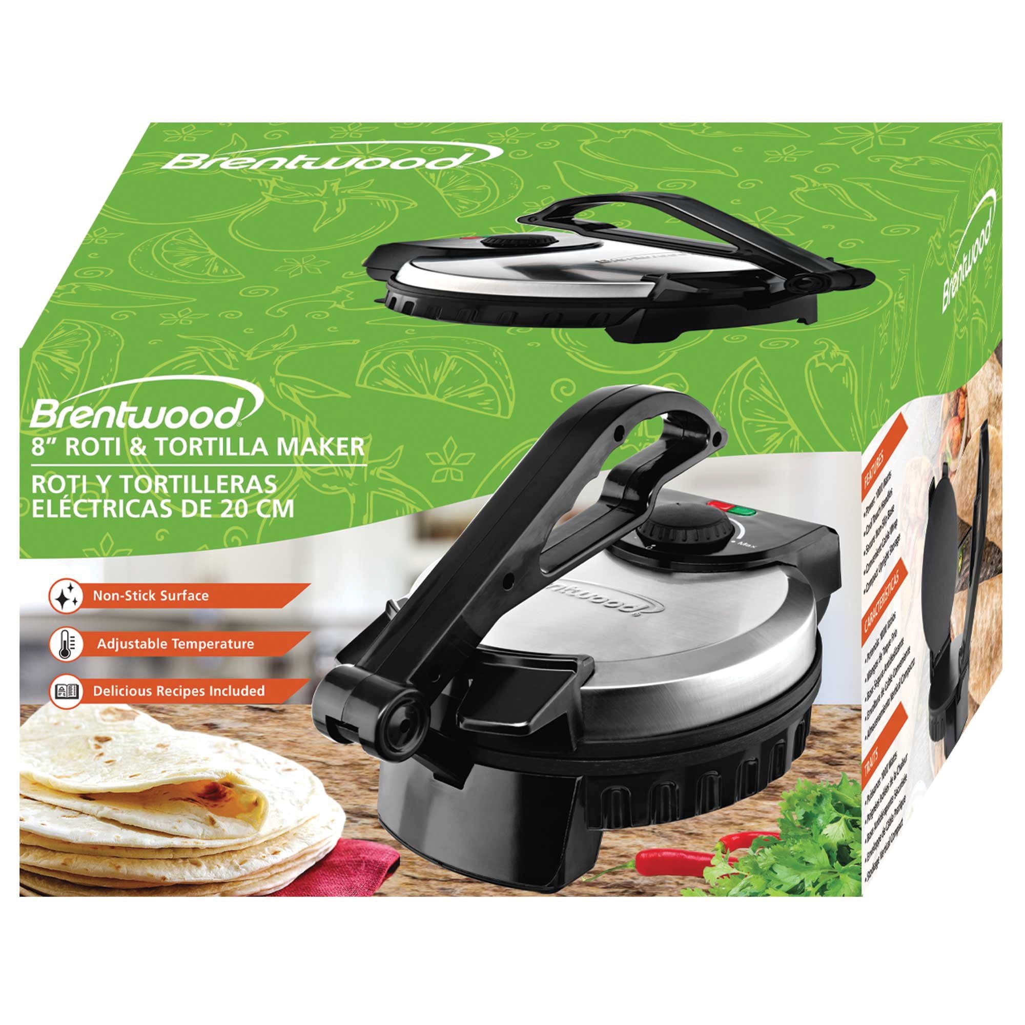 Brentwood TS-128 Stainless Steel Non-Stick Electric Tortilla Maker, 10 -  Brentwood Appliances
