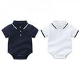 thumbnail image 3 of Jandel Cute Toddler Baby Boys Cute Cotton Solid Short Sleeve Romper Jumpsuit, 3 of 6