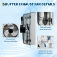 thumbnail image 5 of 16 Inch High-Speed Industrial Shutter Exhaust Fan – Wall Mounted Ventilation – Automatic Aluminum Shutters – Rust-Proof Blades – Quiet 1500 RPM Motor – 2000 CFM Airflow – Silver – Size: 16 Inches, 5 of 8