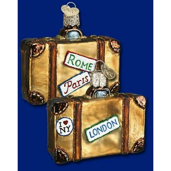 Old World Christmas Cities, Places and Landmarks Glass Blown Ornaments for Christmas Tree Suitcase