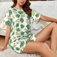 thumbnail image 4 of Fuzoiu Frogs And Tropical Leaves Print Women's Short-Sleeved Pajama Set,Lounge Sleepwear Set,Womens Pajama Sets 2 Piece,Button-Up Top and Shorts with Pockets-X-Large, 4 of 7