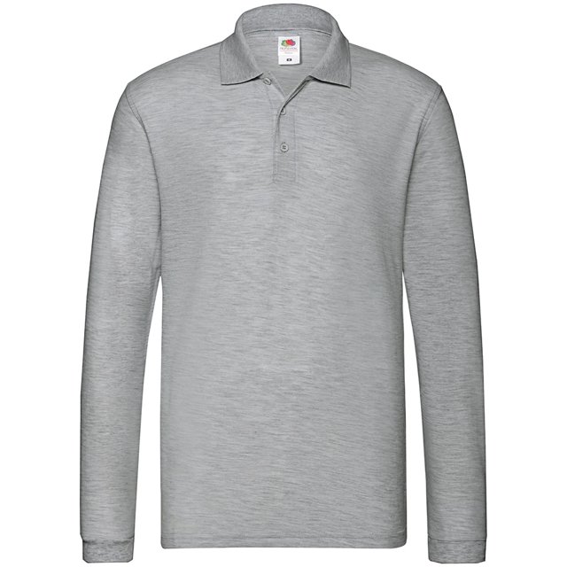 Fruit of the Loom - Polo Premium de Pique de Manga Larga para Hombre (Atlético Jaspeado)