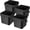 Black, variant on 4 Pcs Plastic Bucket 5 Quart Square Bucket Utility Small Pail with Handle Sturdy Pail Organizer for House Cleaning Storage Livestock Feeding Car Washing Food Storage, No Lids(Blue)
