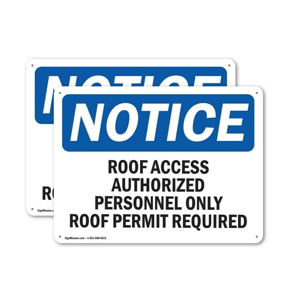 (2 Pack) Roof Access Authorized Personnel Only OSHA Notice Sign 10 Inch X 7 Inch Indoor / Outdoor Rust-Free Aluminum Metal Signs for Workplace, Workshop, and Construction Site, Made in
