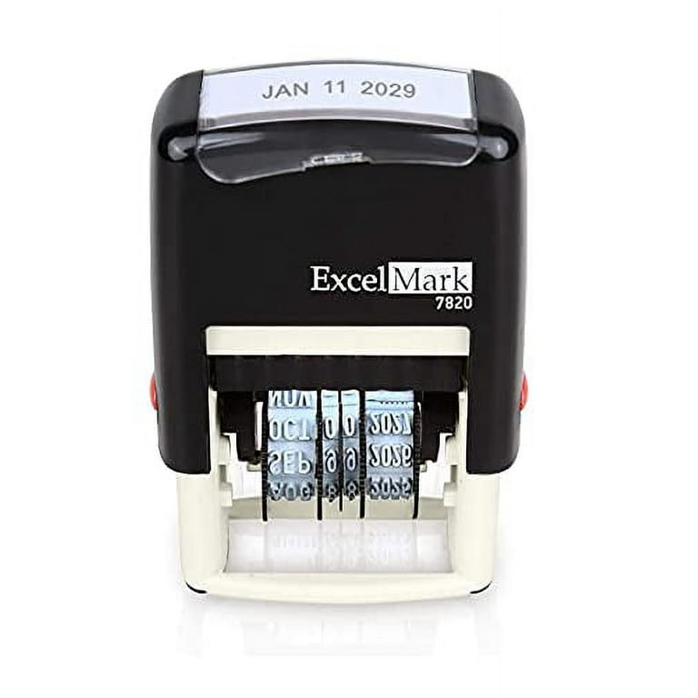 ExcelMark 7820 Date Stamp Self-Inking Rubber - Great for Shipping Receiving Expiration and Due Dates - Black Ink