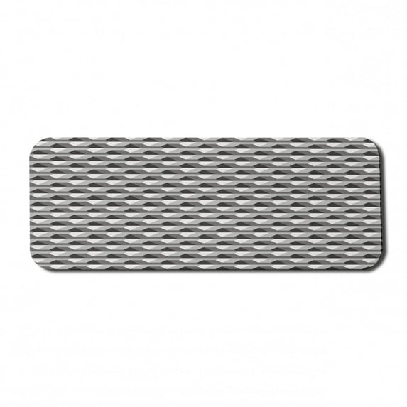 Geometric Computer Mouse Pad, Concrete Geometric Patterns with Odd Minimalist Linked Shapes Image Print, Rectangle Non-Slip Rubber Mousepad Large, 31" x 12", Grey Black White, by Ambesonne