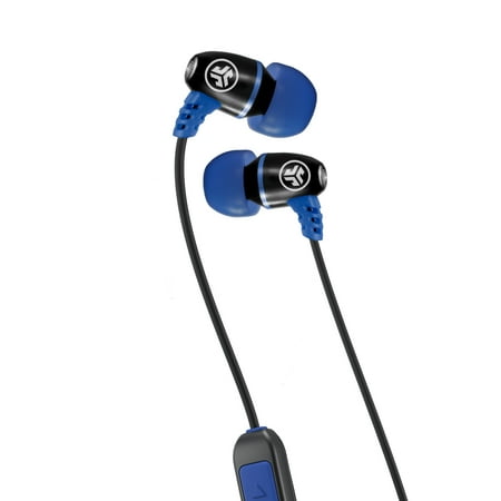 JLab Audio Metal Bluetooth Wireless Rugged Earbuds - Black / Blue - Titanium 8mm Drivers 6 Hour Battery Life Bluetooth 4.1 IP55 Sweat Proof Rating Extra Gel Tips and Cush (Best Sweat Proof Wireless Earbuds)