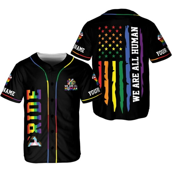 LGBT Pride Baseball Jersey Custom Rainbow Custom Shirt Month Love is Love Equality Gay Clothing Flag Jersey Team Name (S)