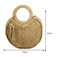 thumbnail image 4 of Bolsas Con Asa Superior Bolso de playa redondo de verano Bolso tejido a mano con borlas de gran capacidad (marrón claro), 4 of 8