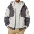 thumbnail image 2 of Lyrehush Mens Snow Coats Color Block Fleece Hoodie Full-Zip Winter Wear Soft Warm Jackets, 2 of 5