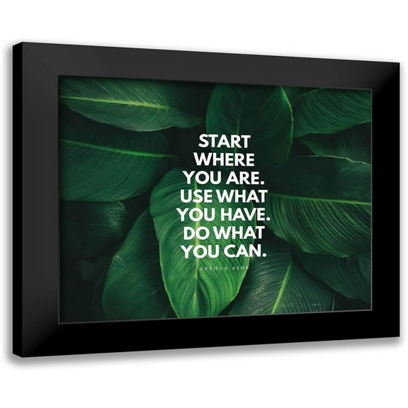 ArtsyQuotes 14x12 Black Modern Framed Museum Art Print Titled - Arthur Ashe Quote: Do What You Can
