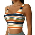 thumbnail image 2 of Vsdgher Colorful Pastel Stripes Print Women Sleeveless Athletic Tank Top Built-in Bra Camisole Sports Vest for Yoga Running Fitness Exercise with Removable Pads, 2 of 8