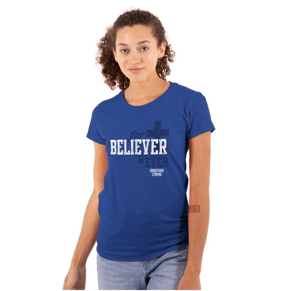 For Believer and Ever Religious Womens Slim Fit Graphic Tee Brisco Brands S