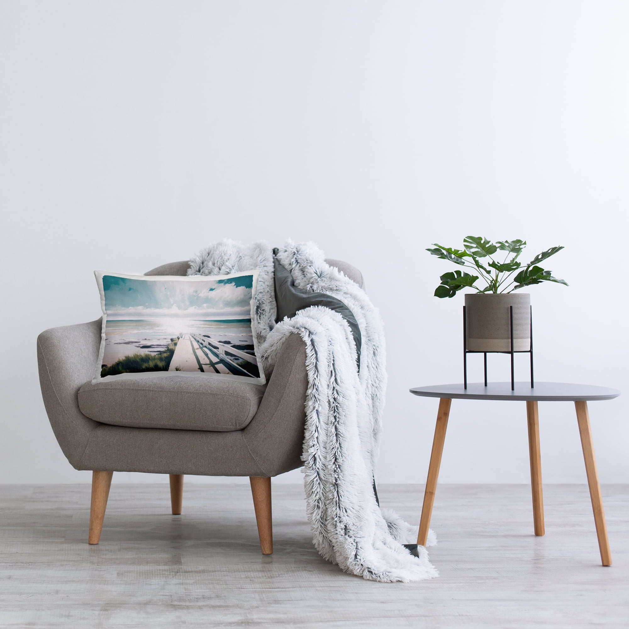 Stupell Industries White Bridge to Shore Decorative Printed Throw Pillow Design by Svetlana Aleynikova.