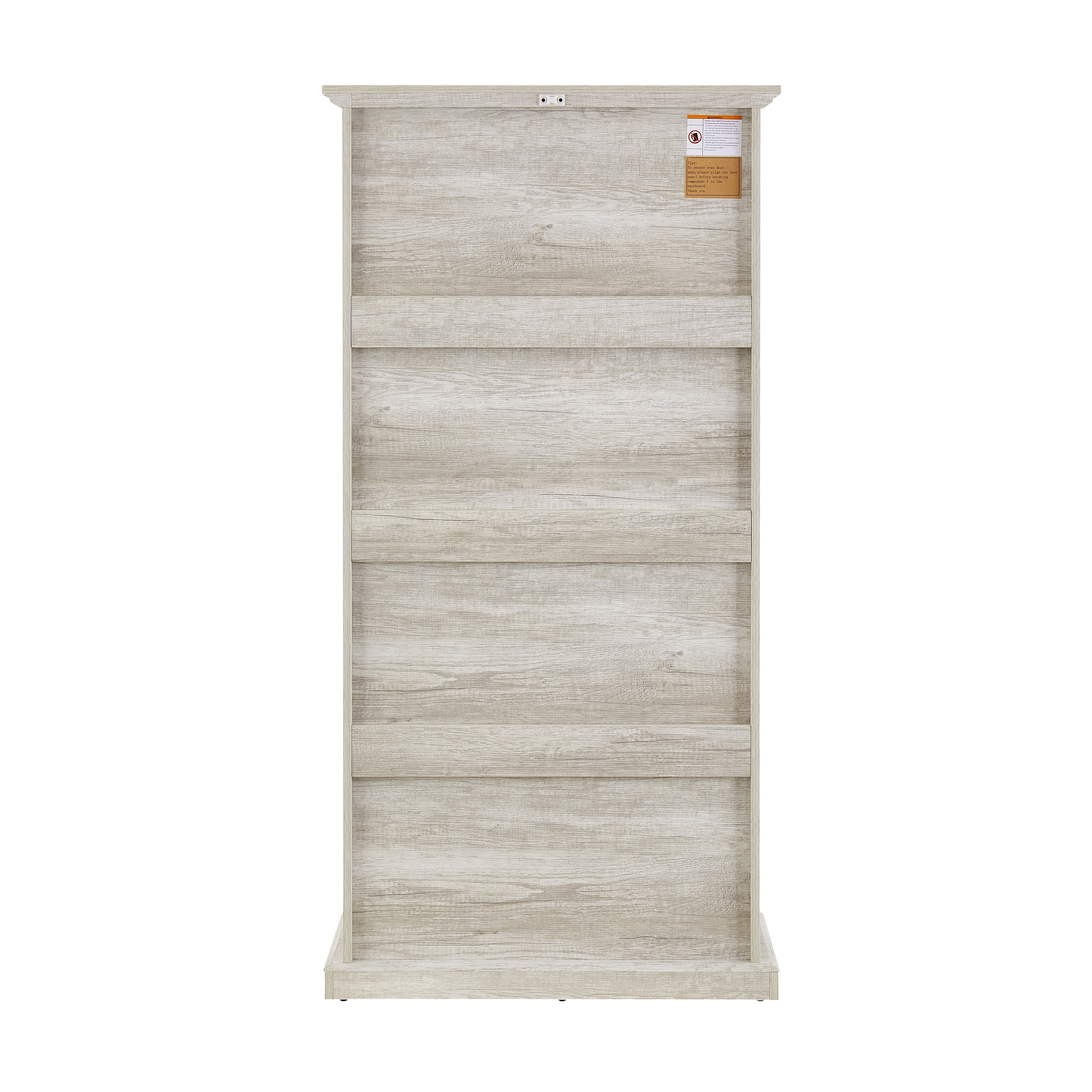 Aukfa 4-Tier Glass Display Cabinet,Cabinet Storage Curio Cabinet with Flip up Glass Doors, White